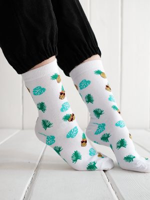 Ananas ve Yaprak Desenli Çorap