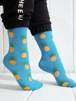 Ananas Desenli Turkuaz Çorap