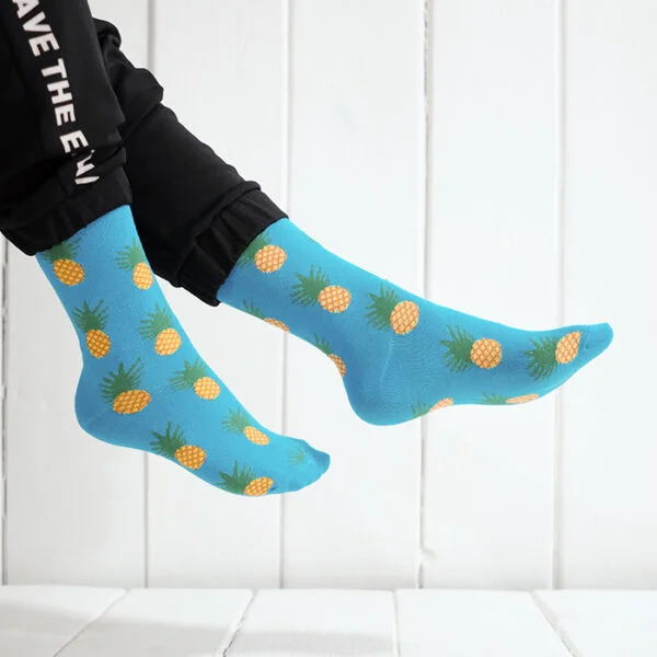 Ananas Desenli Turkuaz Çorap