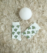 Kaktüs Desenli Beyaz Çorap