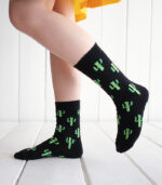 Kaktüs Desenli Siyah Çorap