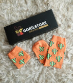 Kaktüs Desenli Turuncu Çorap