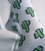 Kaktüs Desenli Beyaz Çorap - Görsel 3