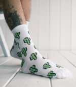 Kaktüs Desenli Beyaz Çorap - Görsel 2